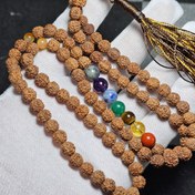 تصویر تسبیح ۱۰۱ دانه رودراکشا و هفت سنگ معدنی کد 36719 