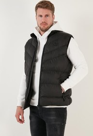 تصویر خرید اینترنتی جلیقه اسپورت مردانه سیاه برند Buratti 649008 Slim Fit Suya ve Rüzgara Dayanıklı Dik Yaka Şişme Yelek 649008