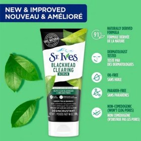 تصویر اسکراب چای سبز و بامبو سینت اویز ST.Ives blackhead clearing St. Ives Blackhead Clearing Green tea Scrub 170g-