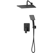 تصویر دوش حمام کسری مدل دامون توکار مشکی مات(تیپ3 بازویی دیواری) 