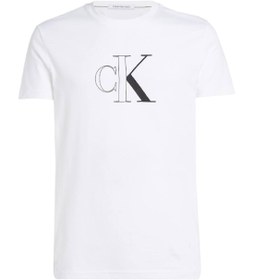 تصویر تی‌شرت آستین کوتاه مردانه مدل Monologo - 100% پنبه، سفید برند calvin klein jeans Men's Outline Monologo Short Sleeve T-Shirt - Cotton, White