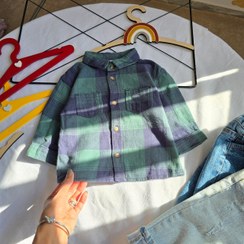 تصویر پیراهن پسرانه اچ اند ام چهارخونه سبز ابی 