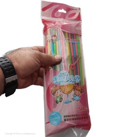 تصویر نی نوشیدنی رنگارنگ بسته ۵۰ عددی 