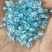 تصویر مهره سنگ توپاز آبی سوئیس ۳میل اصل طبیعی سوراخ دار 