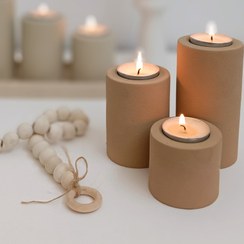 تصویر جا شمعی و جا وارمری سه تایی مدل استوانه 