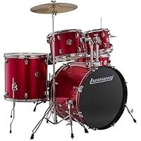 تصویر درام ست کامل 5 تکه Ludwig Accent با درام باس 22 اینچی و سنج ووهان - Red Sparkle Ludwig Accent 5-piece Complete Drum Set with 22 inch Bass Drum and Wuhan Cymbals - Red Sparkle