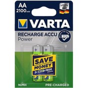 تصویر باتری قلمی قابل شارژ وارتا مدل Varta 2100mAh Rechargeable AA Battery Pack of 2