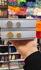 تصویر دکمه فلزی طرح موج نگین دار - طلایی / سایز 2 