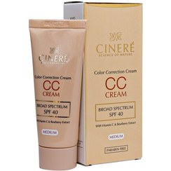 تصویر سی سی کرم سینره رنگ متوسط 40 میل CC Cream Spf40 Medium Color 40ml