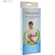 تصویر آرنج بند طبی نئوپرنی پددار پاک سمن رنگ کرم Neoprene Elbow Support with Pad Paksaman cream color