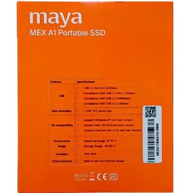 تصویر اس اس دی مایا MEX A1 با ظرفیت 1 ترابایت Maya MEX A1 1TB USB 3.2 External SSD