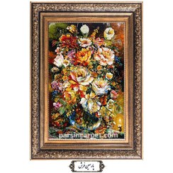 تصویر تابلو فرش دستباف طرح گل و گلدان کوچک کد TG1403 