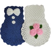 تصویر ست لیف حمام مدل عروس و داماد طرح گل بسته 2 عددی - سرمه ای روشن 