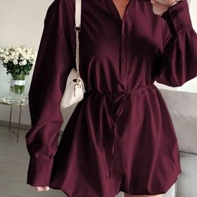 تصویر پیراهن قارچی Slim - زرشکی 