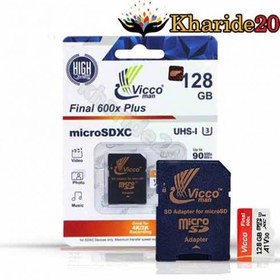 تصویر کارت حافظه ۱۲۸ گیگ ویکومن Vicco Man Final 600x U3 90MB/s با رم ریدر و کارت خوان SD (100% اورجینال) ا Vicco man MicroSD U3 90MB/S final 600x Vicco man microSDXC Final 600X UHS-l U3 90MB/s- 128GB Vicco man MicroSD U3 90MB/S final 600x Vicco man microSDXC Final 600X UHS-l U3 90MB/s- 128GB