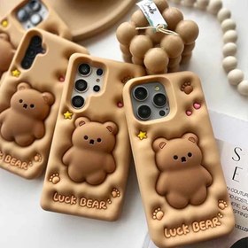 تصویر قاب گوشی فانتزی عروسکی خرسی فیجت برجسته Mobile cover luck bear silicone figet