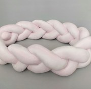 تصویر بامپر گیس‌بافت صورتی یخی – عرض ۲۰ سانتیمتر Ice Pink Braided Baby Crib Bumper – Soft & Cozy