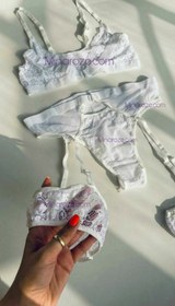 تصویر ست سوتین و شورت زنانه فانتزی شورت به بند جوراب و تور پا متصل، کد 3131 Women's underwear set