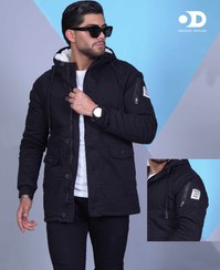 تصویر اوور کت مشکی مردانه مدل بلند پارچه کتان _ تمام خز فوق‌العاده شیک و با کیفیت Men's Black Overcoat Long Linen Fabric - Full Fur Ultra Stylish and High Quality