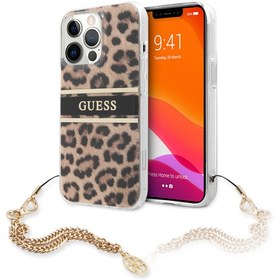 تصویر قاب آیفون CG mobile مدل Guess Case Leopard Print And Stripe W Charm Chain 