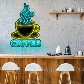 تصویر تابلو نئون کافه ارزان، نیون فلکسی قهوه جدید، تابلو نورانی قهوه - متوسط coffee neon sign