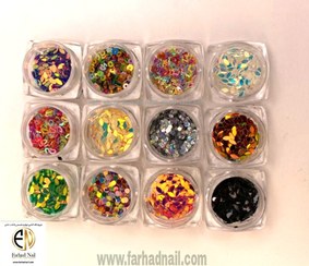 تصویر دیزاین فویل ۱۲تایی رنگی Nail foil design