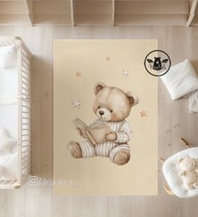 تصویر فرش کودک طرح خرس خواب 