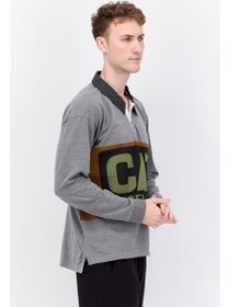 تصویر پیراهن پلیس راگبی آستین بلند مردانه، ترکیب رنگ خاکستری برند caterpillar Men Sportswear Fit Long Sleeves Rugby Polo Shirt, Grey Combo