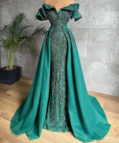 تصویر تور پولک دوزی پنلی سبزتیره 