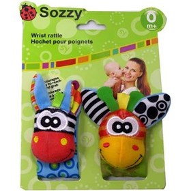 تصویر مچ بند جغجغه ای طرح حیوانات سوزی Sozzy baby wristlet rattle code:3904