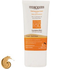 تصویر کرم ضد آفتاب رنگی SPF 50 هیدرودرم مدل 01 مناسب برای پوست چرب حجم 40 میلی لیتر 
