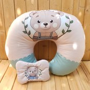 تصویر بالش شیردهی U شکل ۲ تکه مخمل میکرو خرس سبز 