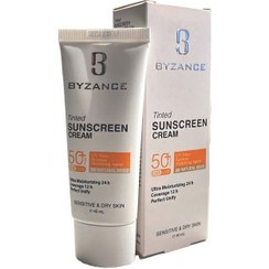 تصویر ضدآفتاب Spf 50 بیزانس مناسب پوست خشک و حساس مدل 20Natural Beige حجم 40 میل 