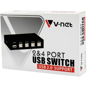 تصویر سوئیچ دستی پرینتر ا V-net 4 PORT Printer Switch USB Manual V-net 4 PORT Printer Switch USB Manual
