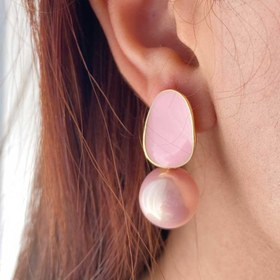 تصویر گوشواره مرواریدی صورتی (کد 2286) 