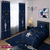 تصویر سرویس روتختی سه‌ بعدی فضانورد ۴ تکه - یک لحاف یک ملافه کشدار دو عدد روبالشی / فرشینه و پرده قابل سفارش / تکنفره ۲در ۹۰ استاندارد 4-piece 3D Astronaut Duvet Cover Set