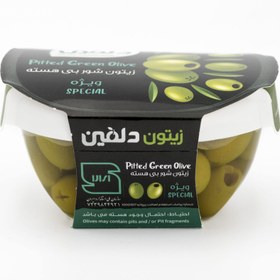تصویر زیتون سبز بی هسته 140 گرم 