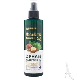 تصویر سرم مو دوفاز حاوی روغن ماکادمیا حجم 250 میل دیلمون Dilmon Macadamia 2 Phase Hair Mask Spray 250 ml