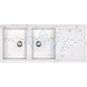 تصویر سینک گرانیتی سفید رگه مشکی برند لوتوس Lotus Black Vein White Granite Sink | Scratch Resistant & Stylish Design