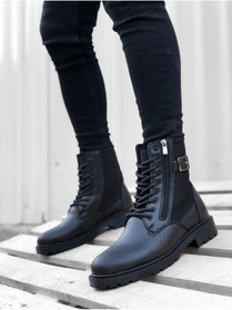 تصویر Ba0218 St Lace Up سگک زیپ دار با کف ضخیم بالا نیم مچ چکمه مردانه مشکی برند BA Moda به رنگ مشکی در دسته بوت مردانه 