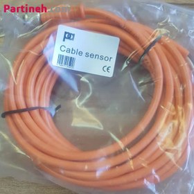 تصویر کابل 5 متری سنسور با کانکتور 4 پین نظامی سرصاف با قطر M12 sensor cable with 4-pin military connector with M12 diameter, flat head