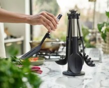 تصویر ست کفگیر و ملاقه ۶ پارچه استیل و مشکی جوزف جوزف Joseph Joseph Elevate Stainless Steel Silicone Utensil Carousel, Set of 6 