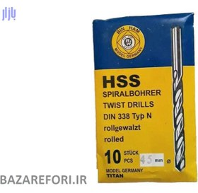 تصویر مته آهن اسپیرال بهرر کد 118 سایز 4.5 میلی متری بسته 10 عددی 