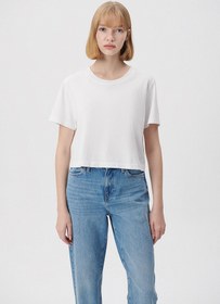 تصویر خرید اینترنتی تی شرت آستین کوتاه زنانه سفید ماوی 1611644 ا Beyaz Crop Basic Tişört Beyaz Crop Basic Tişört