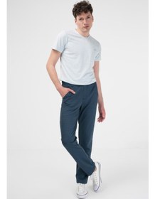 تصویر شلوار مردانه مشکی با دکمه‌های فلزی قفل شونده برند brz collection Metal Buttoned Interlock Navy Blue Men's Trousers