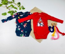 تصویر ست دو عددی بادی نوزادی آستین بلند برند لوپیلو طرح کریسمسی و خرسی سرمه ای رنگ - 2 تا 6 ماه 