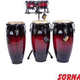 تصویر تومبا سه تايي با بانگو و پايه مدل Elite Congas Pearl 