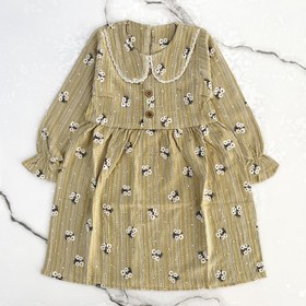 تصویر پیراهن گل گلی خاکی kids 