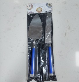 تصویر کارد و کفگیر کیک دسته رنگی 