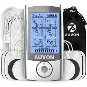 تصویر دستگاه فیزیوتراپی خانگی AUVON مدل AS8012C دو کاناله با 24 برنامه AUVON AS8012C Home Physiotherapy Device - 24 Programs, Dual Channel, Rechargeable